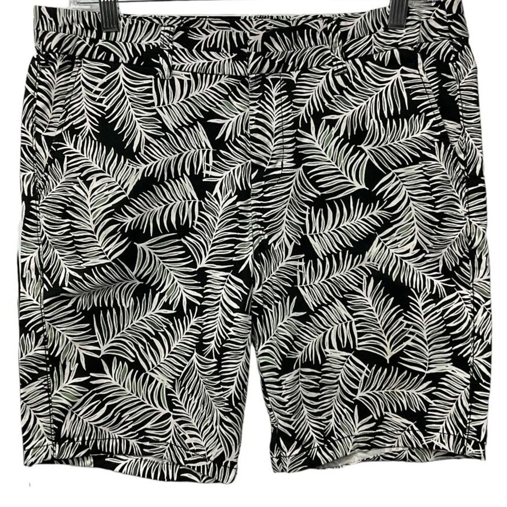 Khakis by Gap Women's New City 9" Bermuda Short Palm Print Black White Size 8 US
